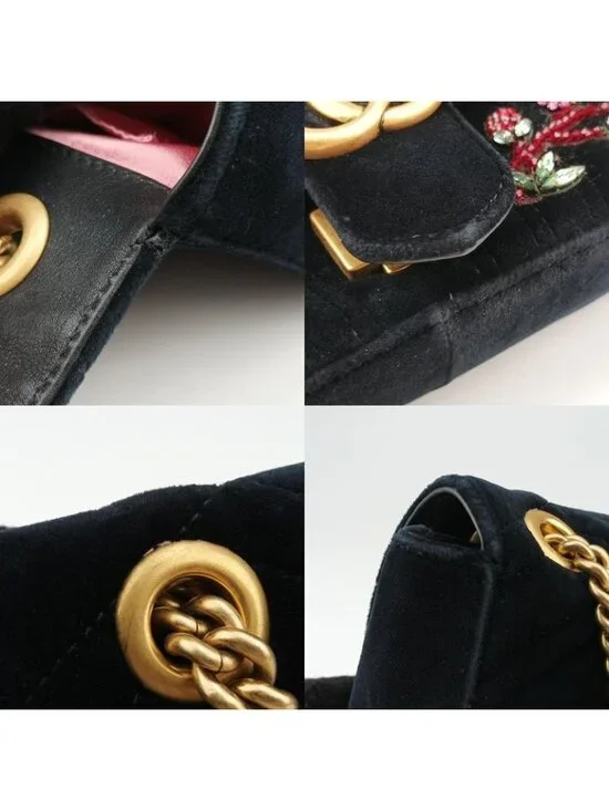 Gucci GG Marmont Black Multicolor Velour Messenger Bag - Picture 16 of 16